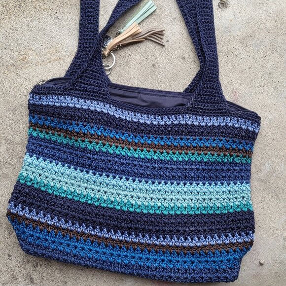 The SAK Blue Neptune Blue Stripe Casual Classics Tote Bag - Picture 3 of 6